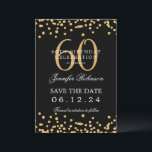 Invitación Gold Black 60th Birthday Guardar la fecha y detall<br><div class="desc">Elegante diseño de la "Fiesta del Cumpleaños 60" con falsos confeti purpurinas y texto de detalles. Fácil de usar y fácil de personalizar. ¡No te quedes sin el tuyo!</div>