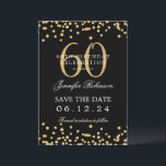Invitación Gold Black 60th Birthday Guardar la fecha y detall<br><div class="desc">Elegante diseño de la "Fiesta del Cumpleaños 60" con falsos confeti purpurinas y texto de detalles. Fácil de usar y fácil de personalizar. ¡No te quedes sin el tuyo!</div>