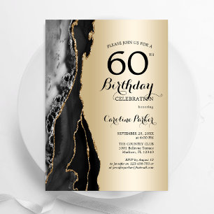 Invitación Gold Black Agate 60 cumpleaños