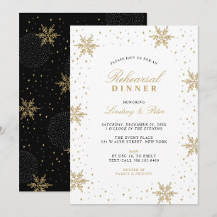 Invitación Gold & Black Christmas Rehearsal Dinner Invitation