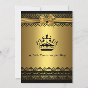Invitación Gold & Black Crown Baby Shower Invitation