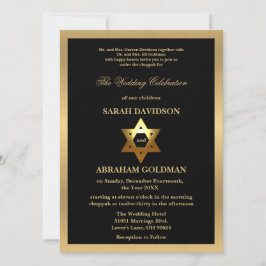 Invitación Gold Black Formal Traditional Jewish Wedding Invit