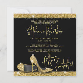 Invitación Gold Black High Heels Moderno Birthday Party Squar