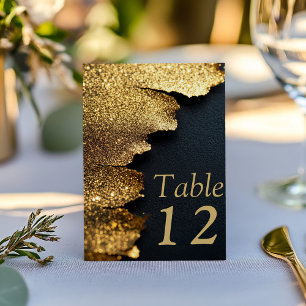 Invitación Gold Black Luxe Elegant Wedant Table Number Card