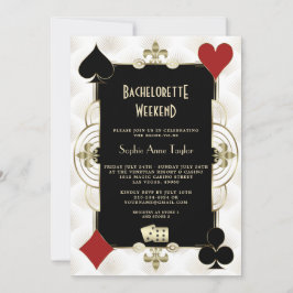 Invitación Gold Black White Vegas Casino Bachelorette Weekend