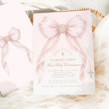 Gold Blush Pink Bow First Holly Communion