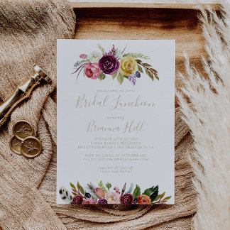 Invitación Gold Boho Floral Bridal Luncheon Bridal Shower