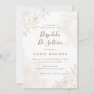 Invitación Gold Boho Wildflowers Ducha de Novias Española