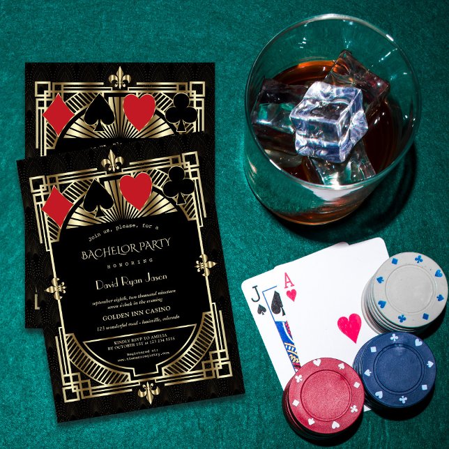 Invitación Gold Casino Royale Great Gatsby Bacheler Party (Subido por el creador)