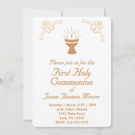 Invitación Gold Chalice First Holy Communion Invitation