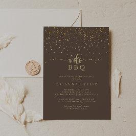 Invitación Gold Confetti Brown I Do BBQ Engagement Party