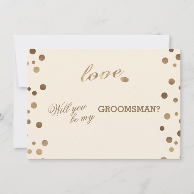 Invitación Gold Confetti Love Champagne Boda Groomsman (Anverso)
