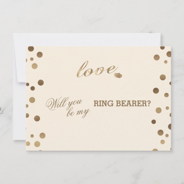 Invitación Gold Confetti Love Champagne Boda Ring Bearer (Anverso)