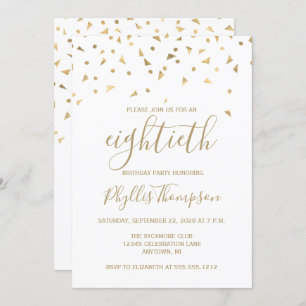 Invitación Gold Confetti Triangles 80 cumpleaños