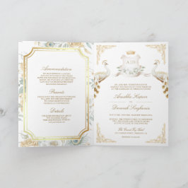 Invitación Gold Crest Royal Indian White Peacock Wedding