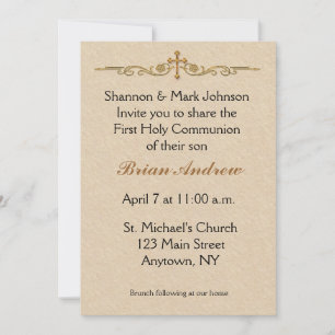 Invitación Gold Cross Religious Invitation