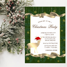 Invitación Gold Deer Santa Hat, Branding Green Navidades Fies