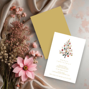 Invitación Gold Delicate Minimalist Winter Christmas Tree