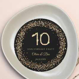 Invitación Gold Diamond 10th Anniversary charger plate insert