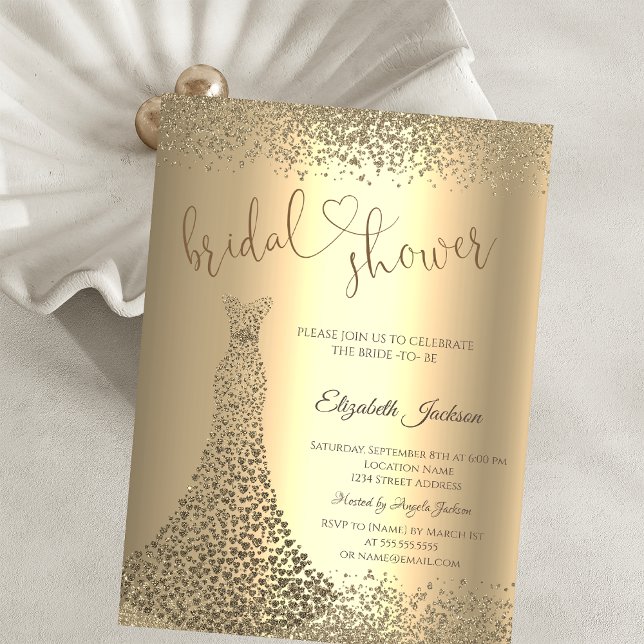 Invitación Gold Diamonds Heart Dress Bridal Shower  (Subido por el creador)