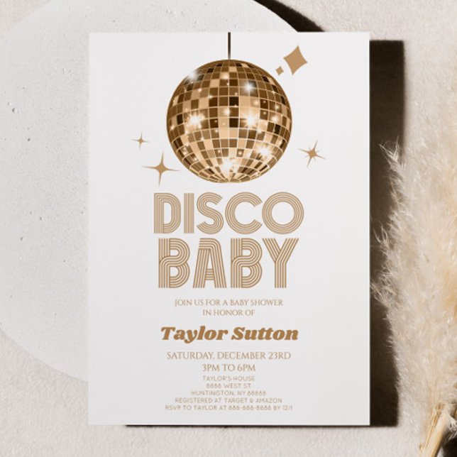 Invitación Gold Disco Ball 'Disco Baby' Baby Shower (Subido por el creador)
