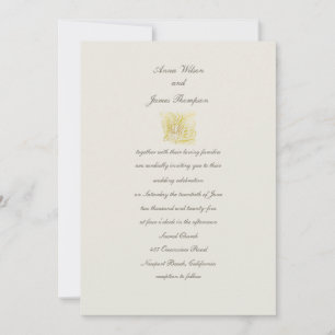 Invitación Gold Dove Elegant Ecru Simple Boda Clásico