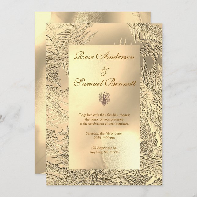 Invitación Gold Elegant Chic Wedding Invitation (Anverso / Reverso)