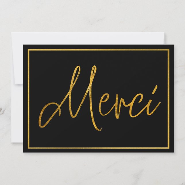 Invitación Gold Elegant Merci Personalizado Gracias Cartas (Anverso)