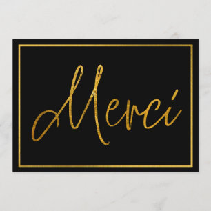 Invitación Gold Elegant Merci Personalizado Gracias Cartas