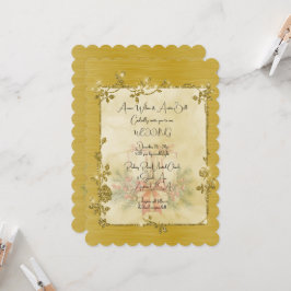 Invitación Gold Elegant Sparkly Frame After Christmas Wedding