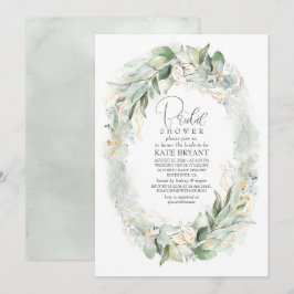 Invitación Gold Eucalyptus Greenery Wreath Boho Bridal Shower