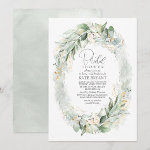 Invitación Gold Eucalyptus Greenery Wreath Boho Bridal Shower