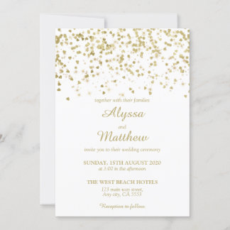 Invitación Gold Faux Purpurina Confetti Boda moderno de lujo