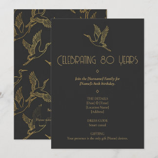 Invitación Gold Filigree Art Deco | Crane 80th Birthday
