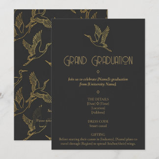 Invitación Gold Filigree Art Deco | Crane Graduation