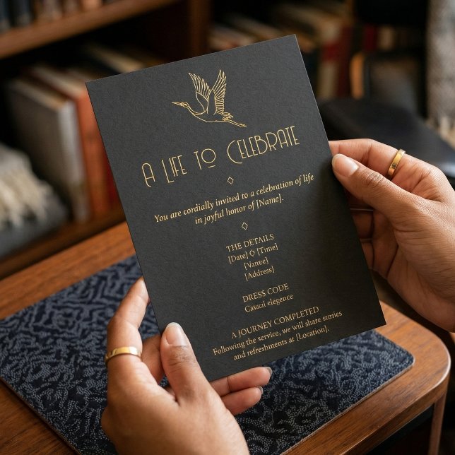 Invitación Gold Filigree Art Deco | Crane Memorial (Lifestyle Shot)