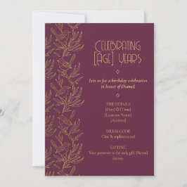 Invitación Gold Filigree Art Deco | Fairy Wren Birthday