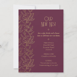 Invitación Gold Filigree Art Deco | Fairy Wren Housewarming
