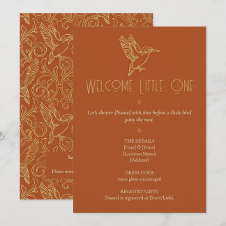 Invitación Gold Filigree Art Deco | Kingfisher Baby Shower