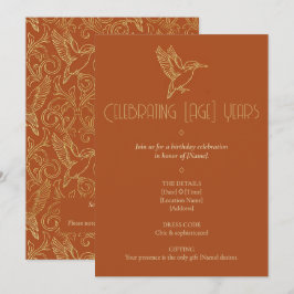 Invitación Gold Filigree Art Deco | Kingfisher Birthday