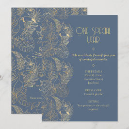 Invitación Gold Filigree Art Deco | Toucan 1st Birthday