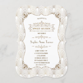 Invitación Gold Fleur-de-lis Great Gatsby 20s Style Sweet 16