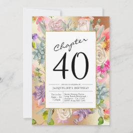 Invitación Gold Floral 40 cumpleaños