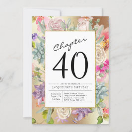 Invitación Gold Floral 40 cumpleaños