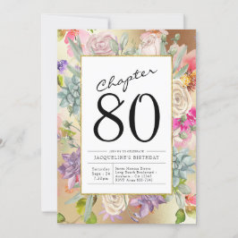 Invitación Gold Floral 80 cumpleaños