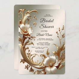 Invitación Gold Floral Bridal Shower