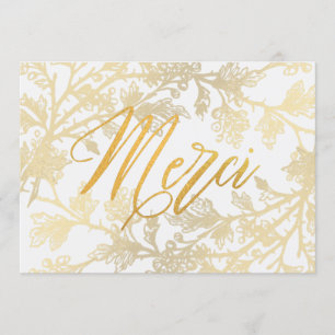 Invitación Gold Floral Elegante Merci Personalizado Gracias C