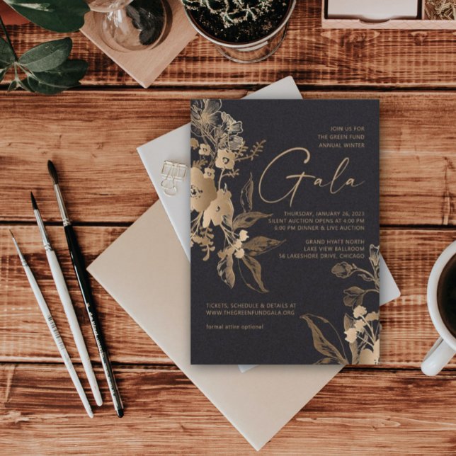 Invitación Gold Flower Gala Invitation (Subido por el creador)