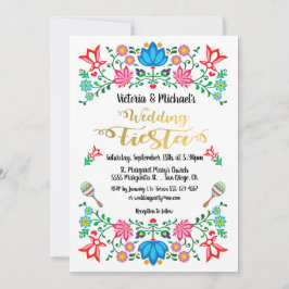 Invitación Gold Foil Floral Mexican Wedding Fiesta