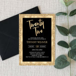Invitación Gold Foil Glitter Twenty Two 22nd Birthday<br><div class="desc">This is a 22nd birthday invitation with a gold glitter and foil design.



black white gold shiny sparkly sparkle girl girl's girly boy guy guys 22 22nd twenty second twenty two twenty-second twenty-two</div>